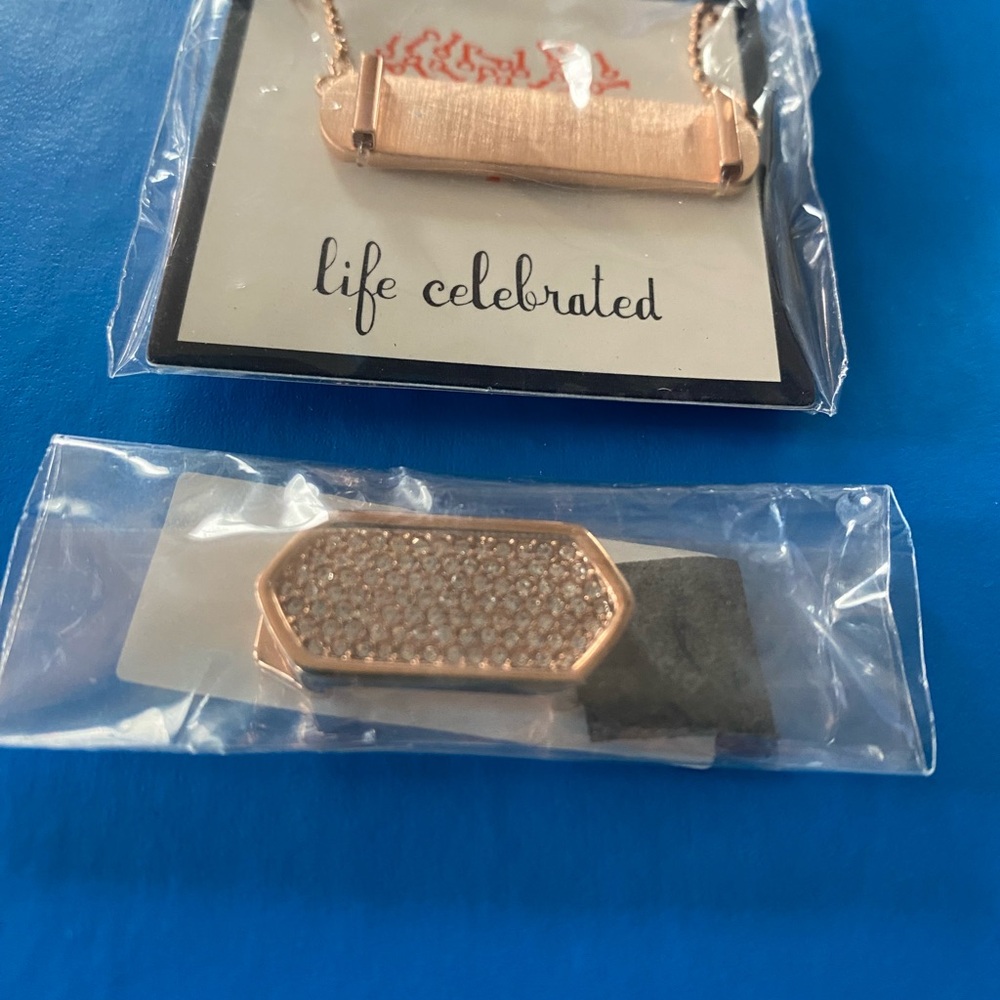 KEEP Collective Rose Gold Horizontal Bar necklace and bar charm set